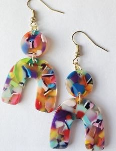 🌈 Rainbow 🌈 Acetate Drop Earrings ~Handmade